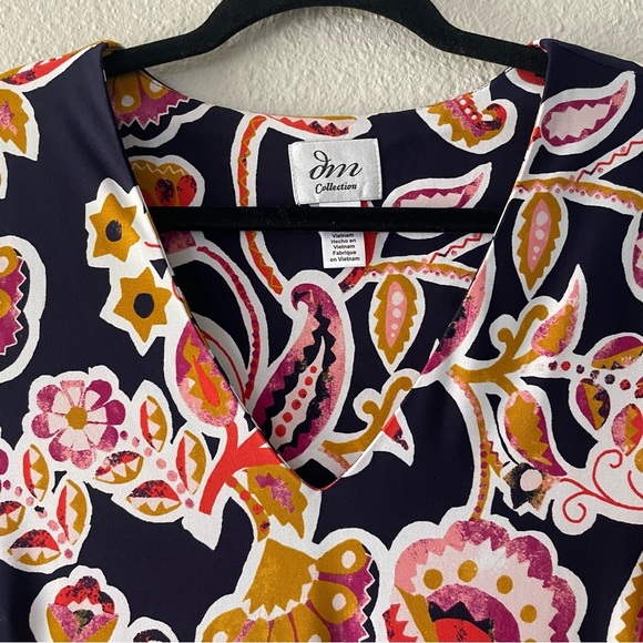 Donna Morgan Sleek Shift Dress Women’s 14 Floral Print V Neck 3/4 Sleeve Slinky - Picture 5 of 14